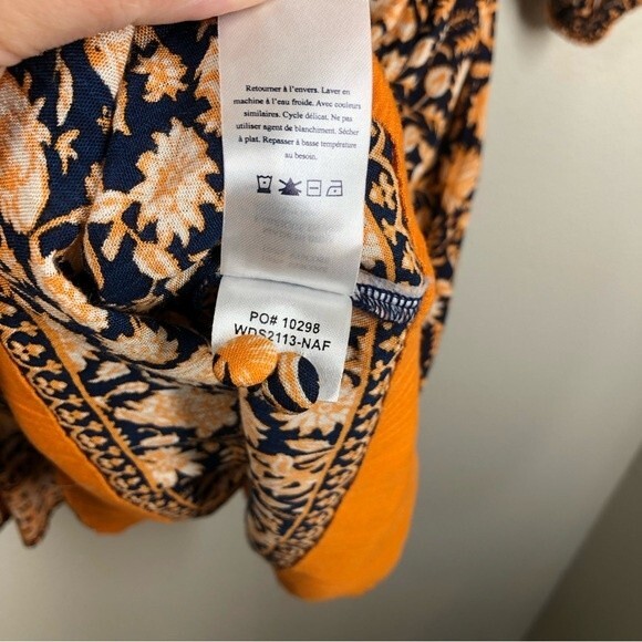 Faherty Montara Long Sleeve Dress in Wanderlust Floral Blue Orange Small - Picture 8 of 8
